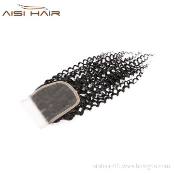 Brazilian Afro Curly 4*4 Lace Closure Human Hair Human Hair Extensions Natural Color Human Hair